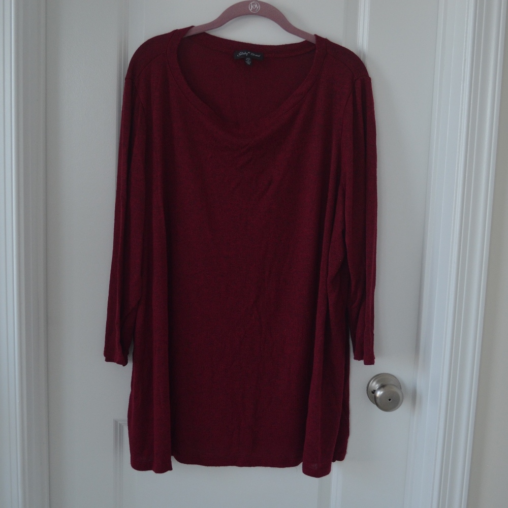 Maroon Speckled Marled Knit Sweater